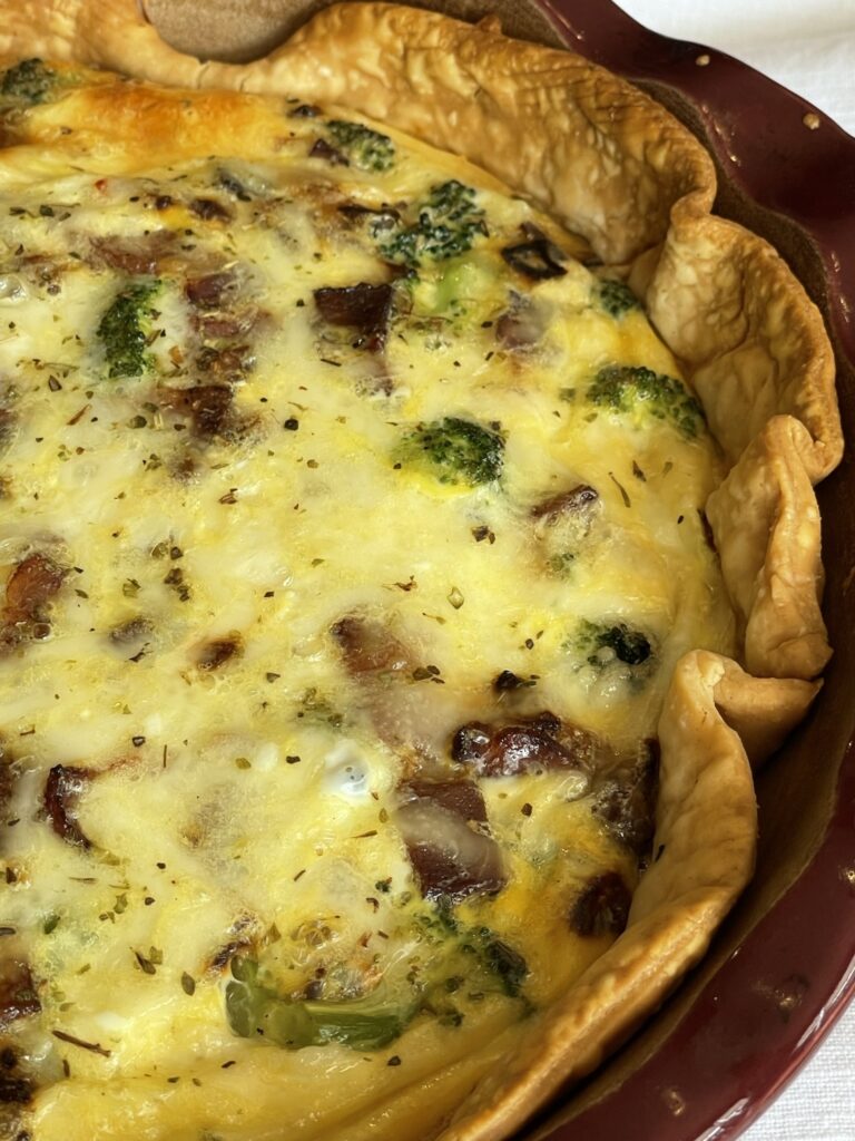 Cheesy Broccoli and Bacon Quiche