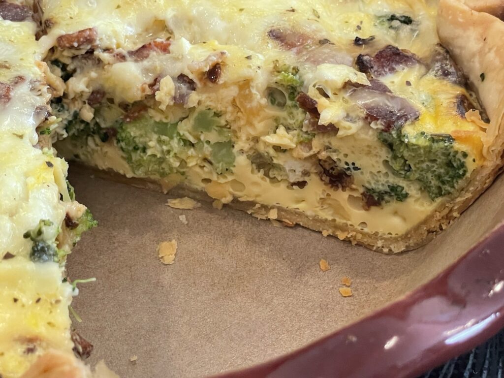 Cheesy Broccoli and Bacon Quiche