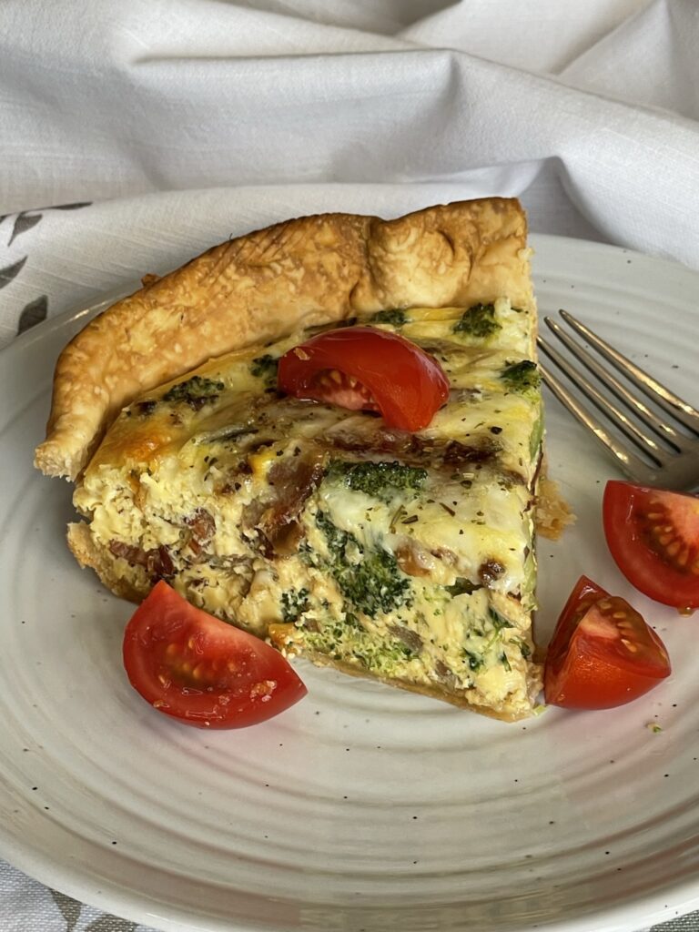 Cheesy Broccoli and Bacon Quiche