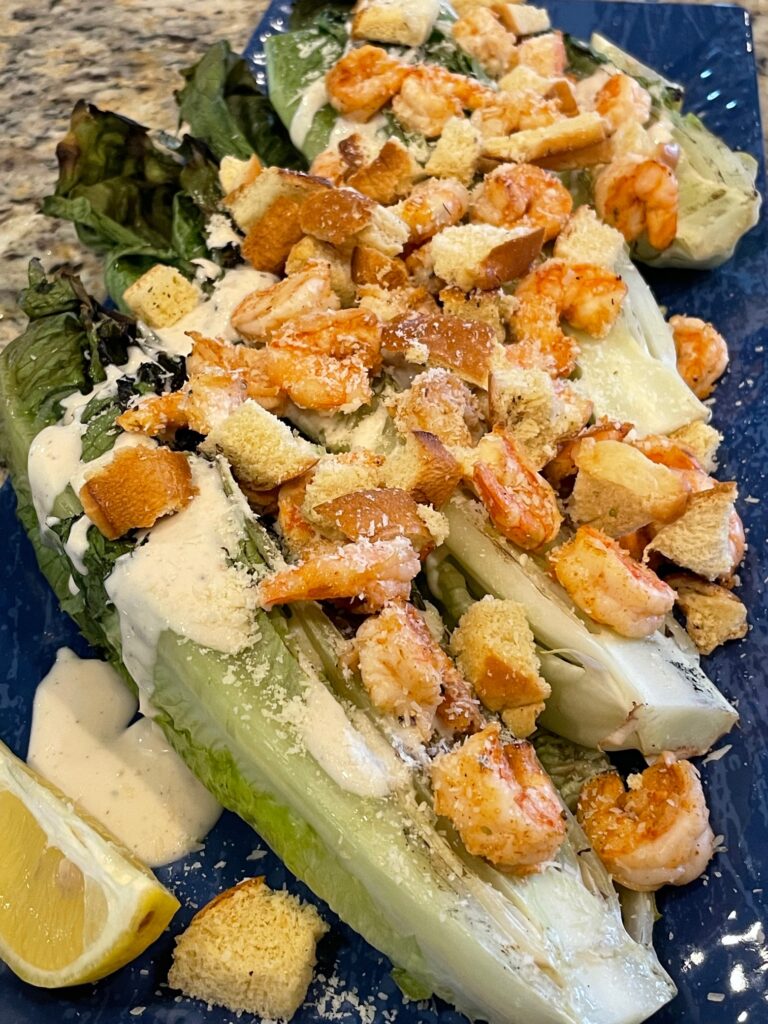 Grilled Caesar Salad with Shrimp