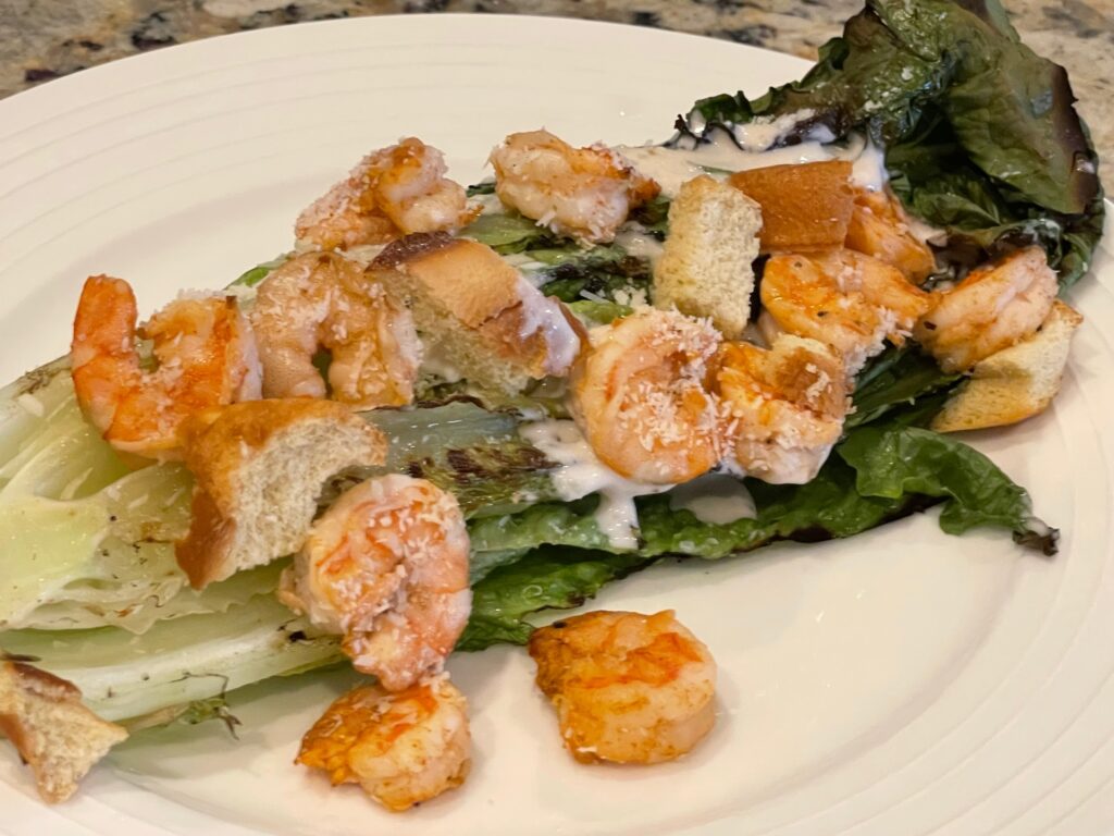 Grilled Caesar Salad with Shrimp