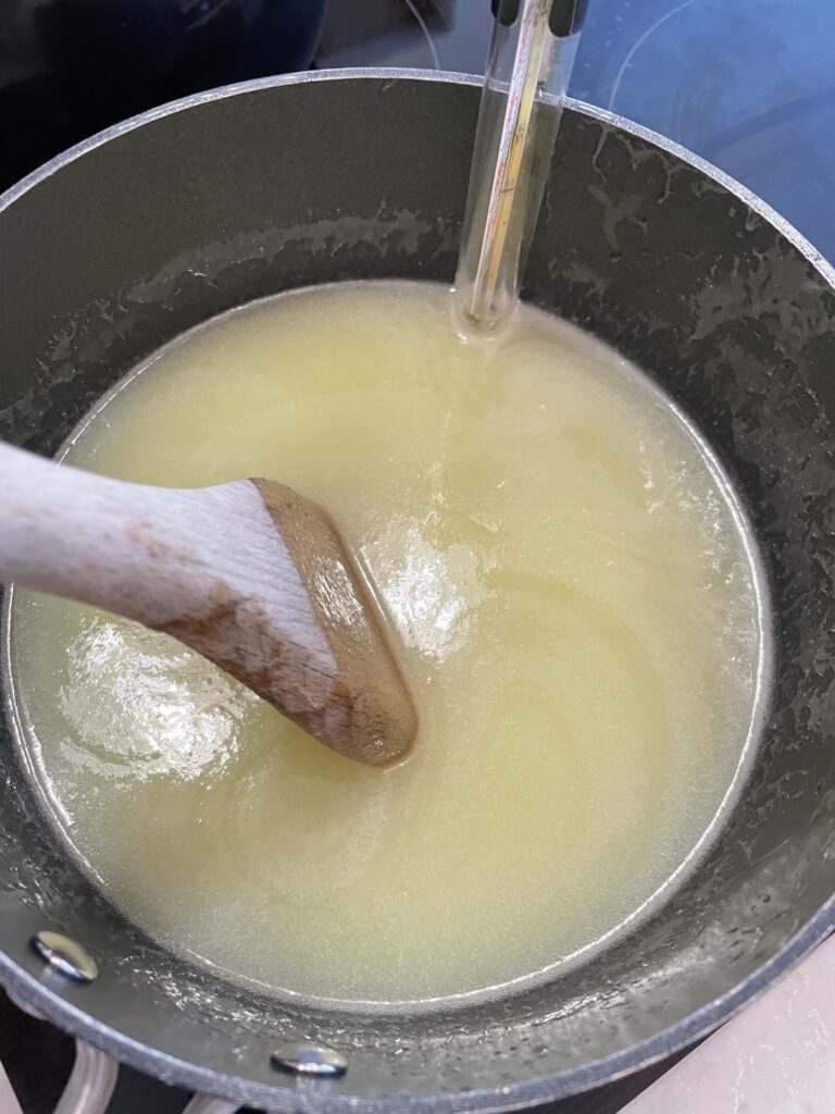 simmer the heavy cream and corn syrup