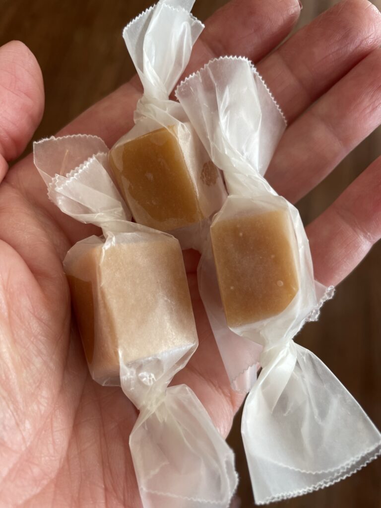 Homemade Caramels wrapped in wax paper