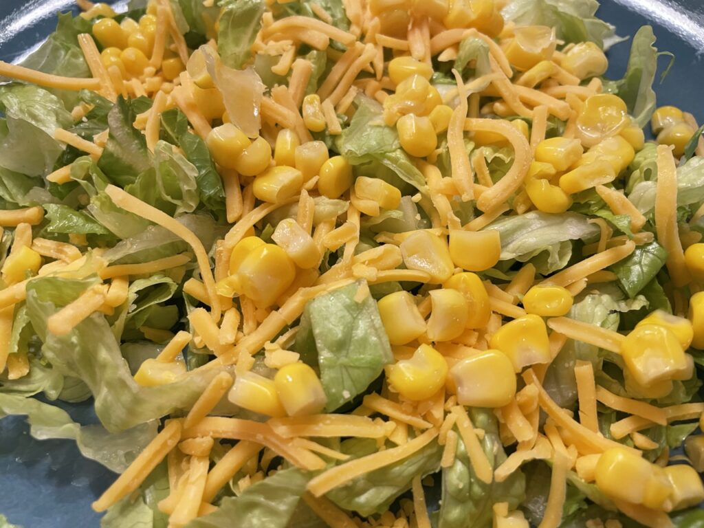 salad with corn and cheddar cheese