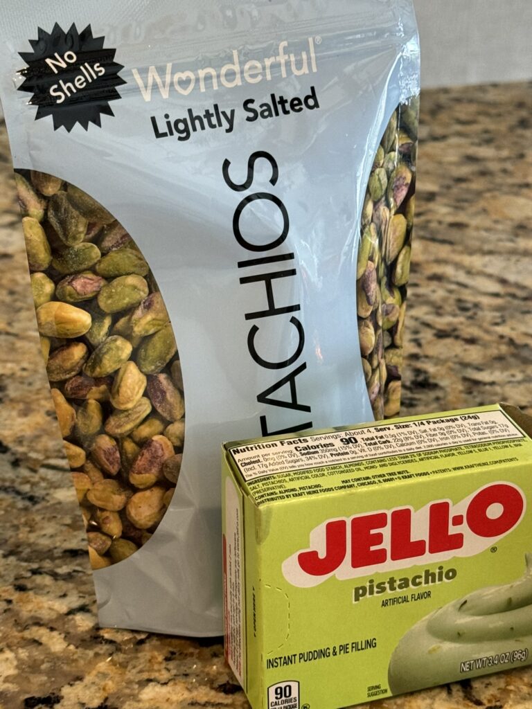 roasted pistachios and pistachio pudding mix