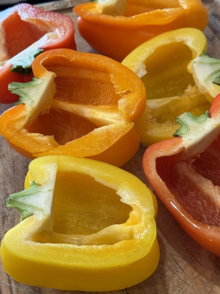 colorful pepper halves