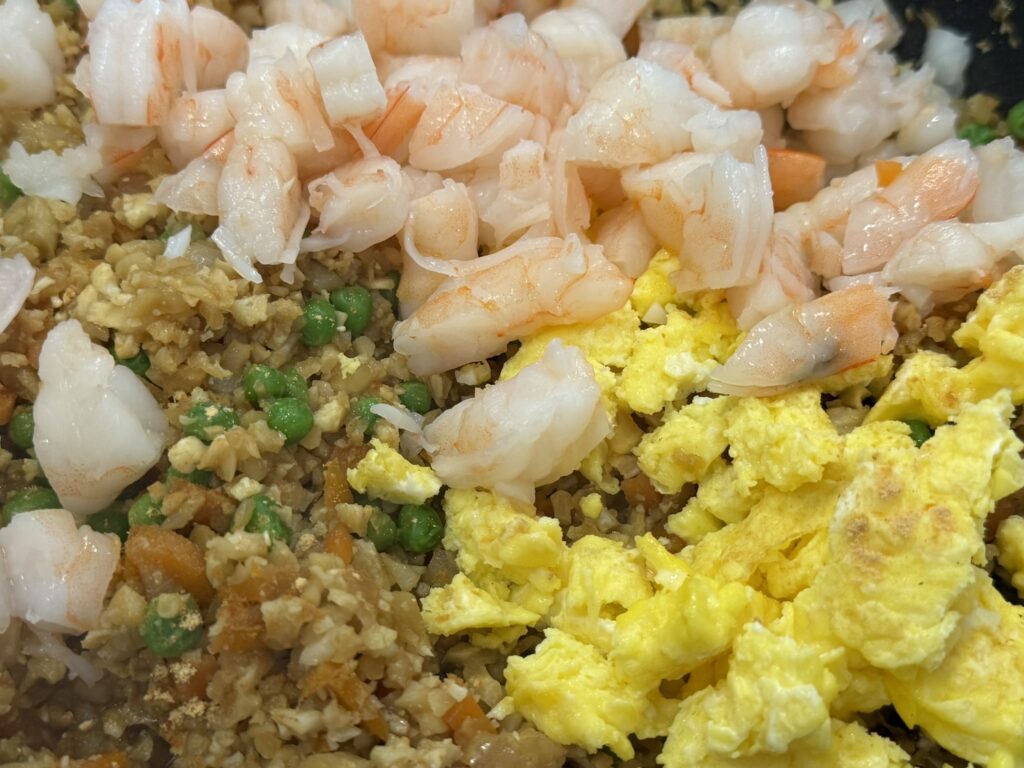 Add shrimp to the fried rice.