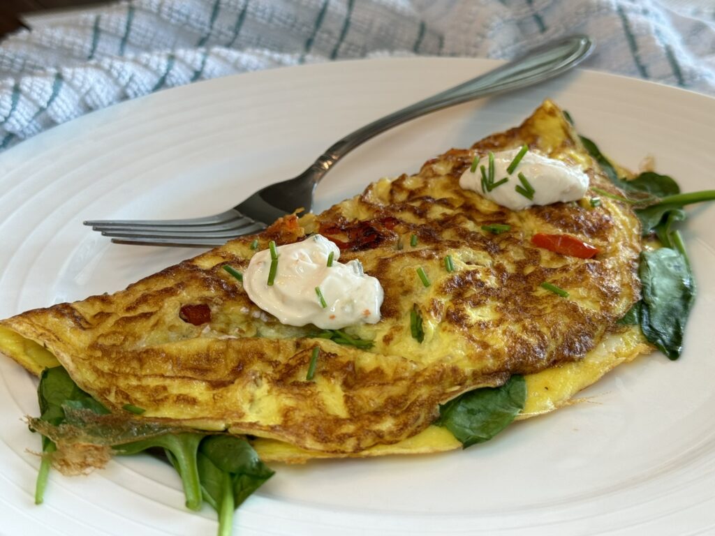 Vegetable and Cream Cheese Omelet