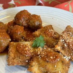 Meatballs and Toasted Ravioli