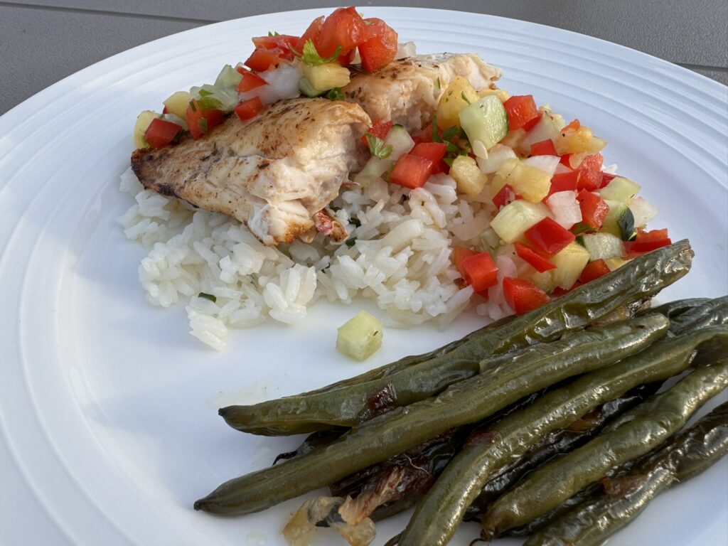 Fresh Pineapple Salsa with Pan Seared Red Snapper