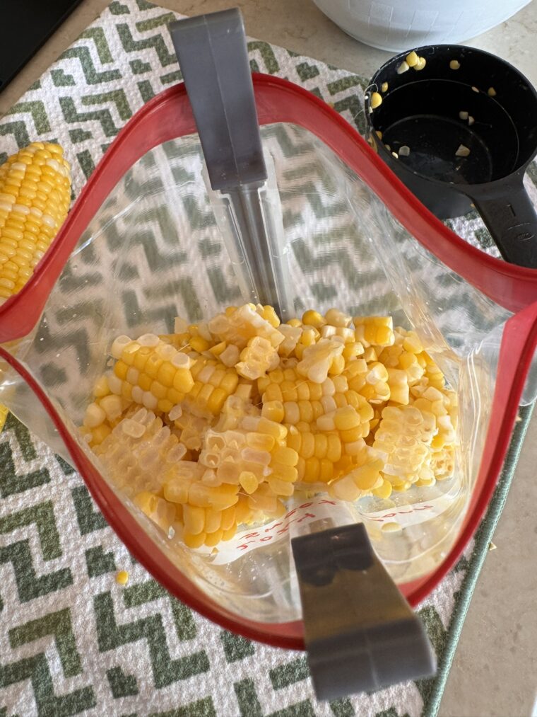 place corn in a freezer bag