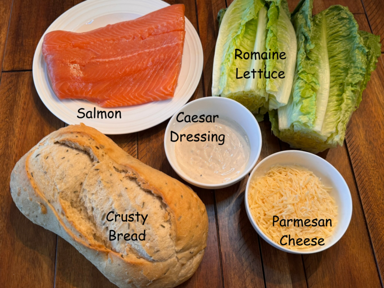 Ingredients for Salmon Caesar Salad